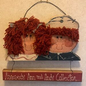 Raggedy Ann and Andy Collector Handmade Wooden Wall Hanging Sign